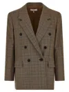 Chloé Check Double-breasted Blazer In Brown