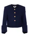 Chloé Boxy Collarless Jacket In Wool Check