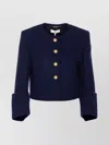Chloé Check Pattern Cropped Jacket In Blue