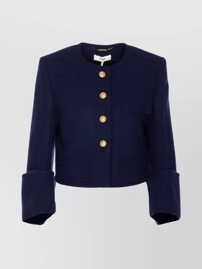 CHLOÉ CHECK PATTERN CROPPED JACKET