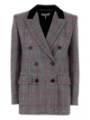 Chloé Double-breasted Velvet-trimmed Checked Wool Blazer