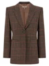 Chloé Chloe Women Checked Wool Tailored Jacket In Brown