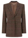 Chloé Checked Wool Tailored Jacket In Brown