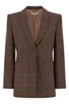 Chloé Checked Wool Tailored Jacket In Brown