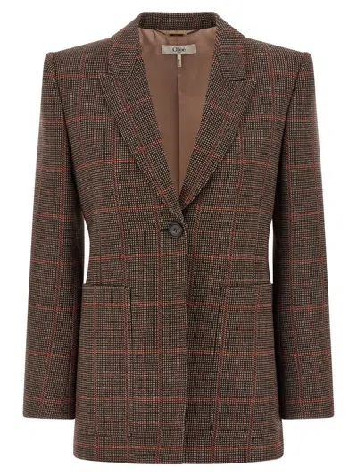 CHLOÉ CHLOÉ CHECK WOOL BLAZER