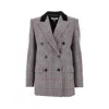 Chloé Check Wool Double-breasted Jacket In Purple