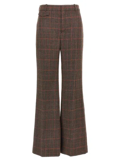 Chloé Check Wool Pants Brown