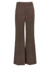 Chloé High-rise Flared Trousers In Wool Check In Brown