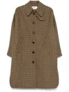 Chloé Oversized Leather-trimmed Checked Wool Coat In Brown