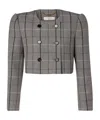 Chloé Virgin Wool Checked Double-breasted Cropped Jacket In Gray