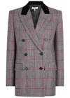Chloé Double-breasted Velvet-trimmed Checked Wool Blazer