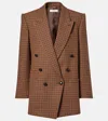 Chloé Checked Double-breasted Wool-blend Blazer In Brown
