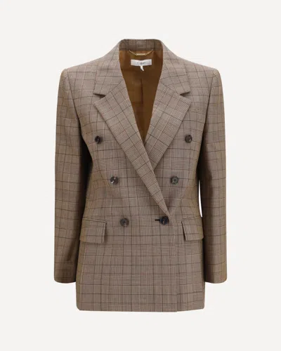 Chloé Checked Double-breasted Blazer In Beige
