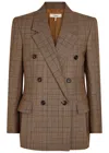 Chloé Chloe Checked Double-breasted Wool Blazer In Brown