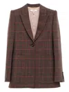 Chloé Checked Single-breasted Blazer In Brown