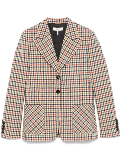 Chloé Checked Tailored Blazer In Multicolour