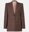 Chloé Checked Wool Tailored Jacket In Brown