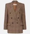 Chloé Double-breasted Tailored Jacket In Check Wool In Brown