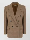 Chloé Double-breasted Tailored Jacket In Check Wool In Brown