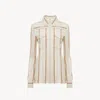 Chloé Button-down Striped Crepon Cotton Blouse In Nude