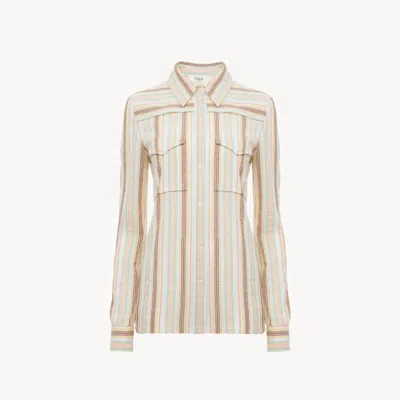 CHLOÉ FITTED SHIRT IN CRÊPON COTTON MULTICOLOR SIZE 8 100% COTTON, PINCTADA MAXIMA, FARMED, COO AUSTRALIA