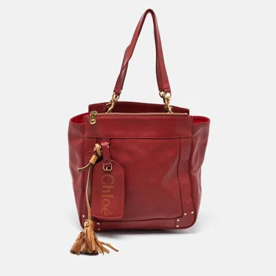 Pre-owned Chloé Cherry Leather Eden Tote In Red