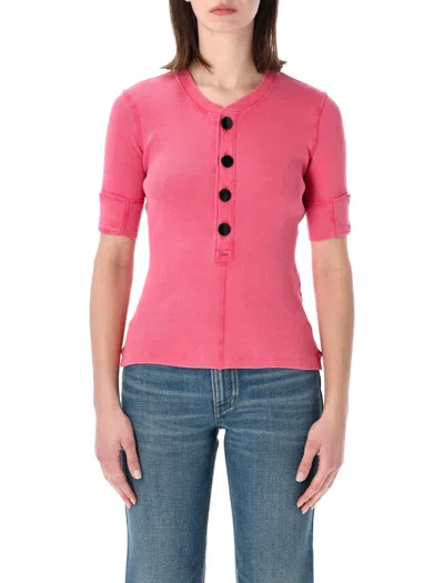 Chloé Cotton Jersey Henley T-shirt In Pink