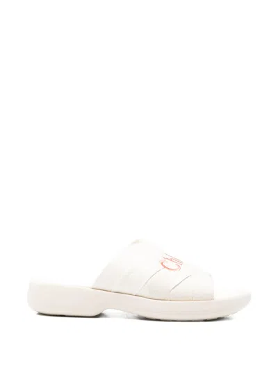 Chloé Chic Embroidered Sandals With Recycled Rubber Sole In White