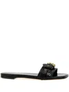 Chloé Mae Black Slip-on Sandals With Embossed Logo On The Insole In Leather Woman In Black