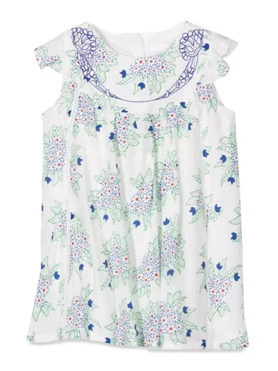 Chloé Chic Mini Suit And Hat Set For Girls In Blue