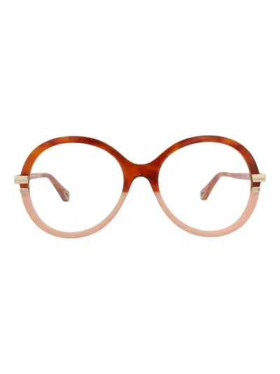 Chloé Chic Round/oval Bio Acetate Women's Eyeglasses In Brown