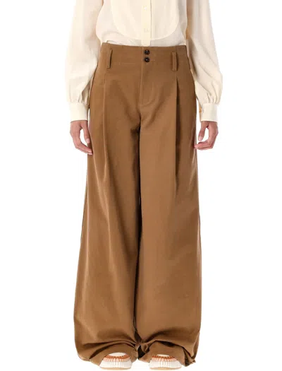 Chloé Chic Trousers For Women - Fw25 Collection In Mustard Brown