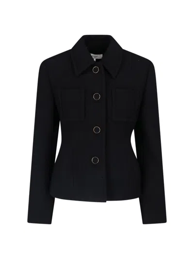 Chloé Chic Virgin Wool Stretch Jacket With Soft Cotton-viscose Lining In Black