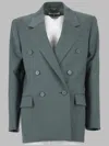 Chloé Double Breasted Tailored Jacket Structured Shoulders In Green