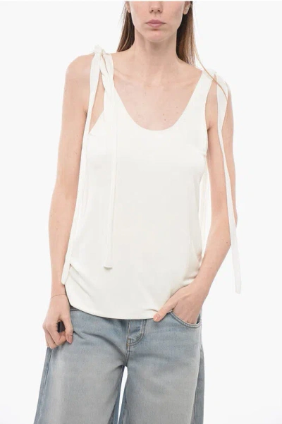 Chloé Chiffon Tank Top With Decorative Tapes In White
