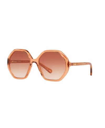 Chloé Hexagonal-frame Gradient Sunglasses In Orange