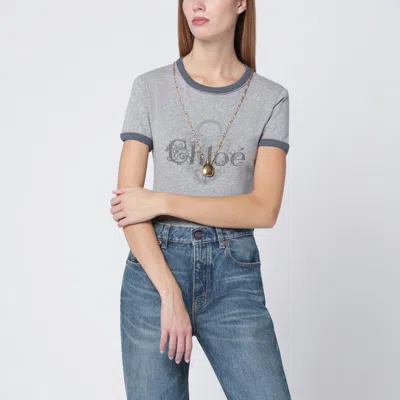 CHLOÉ CHLOÉ CHINÉ JERSEY BABY-FIT T-SHIRT WITH LOGO PRINT