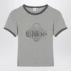 Chloé Logo Print Slim T-shirt In Gray