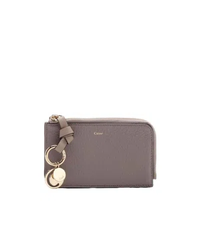 Chloé Logo-charm Wallet In Gray