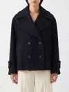 Chloé Women Black Double-breasted Jacket With Notched Wide Revers And Dropped Shoulders In Wool Blen In Black