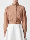 Chloé Ruched Short Cotton Poplin Jacket In Reef Shell In Brown