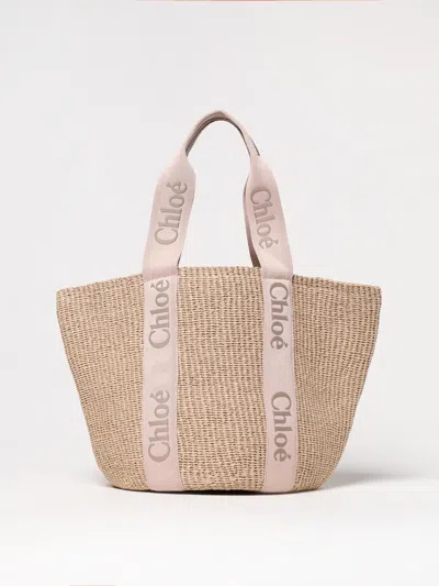 Chloé Chlo&eacute; Large Woody Tote Bag  In Natural Fiber In Neutral