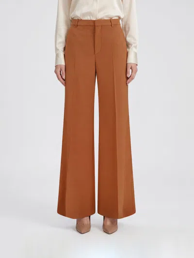 Chloé Pressed-crease Wide-leg Trousers In Brown