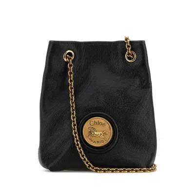 Chloé Chlo Black Leather Horse Medal Bucket Bag