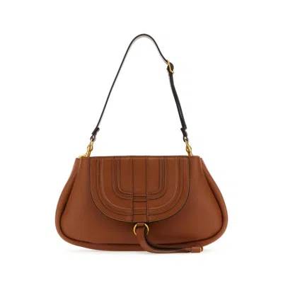 Chloé Chloe Brown Leather Small Marcie Clutch In Tan