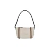 Chloé Logo Embroidered Canvas Shoulder Bag In Gray