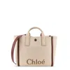 Chloé Chlo Chlo Carry Canvas Shoulder Bag With Logo Embroidery In Neutral