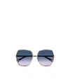 Chloé Ch0262s Linea  002 Havana Blue Sunglasses In Blue