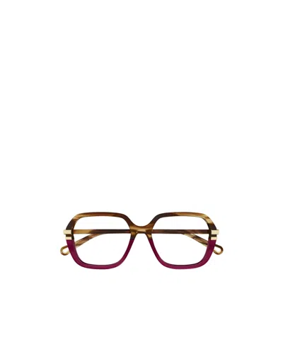 Chloé Eyewear Rectangle Frame Glasses In Red