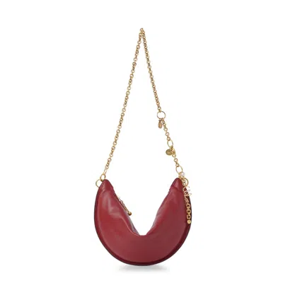 Chloé Chlo Halfmoon Leather Shoulder Bag In Burgundy